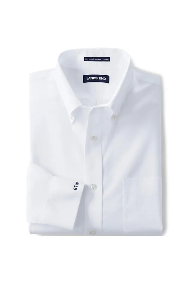 Lands039 End Dress Shirts Men Big And Tall Traditional Fit Solid No Iron Supima Pinpoint Buttondown Collar Dress Shirt Light French Blue