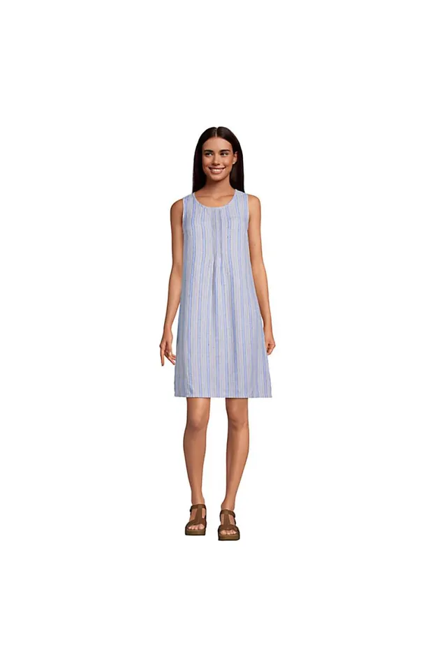 Lands039 End Dresses Women Linen Pintuck Tank Dress Flax