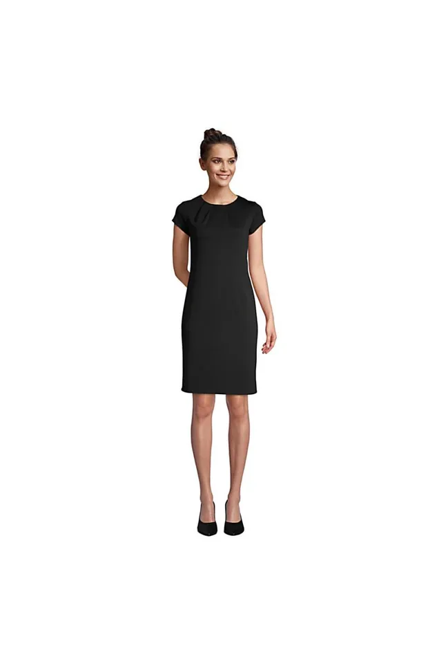 Lands039 End Dresses Women Short Sleeve Ponte Dress Black