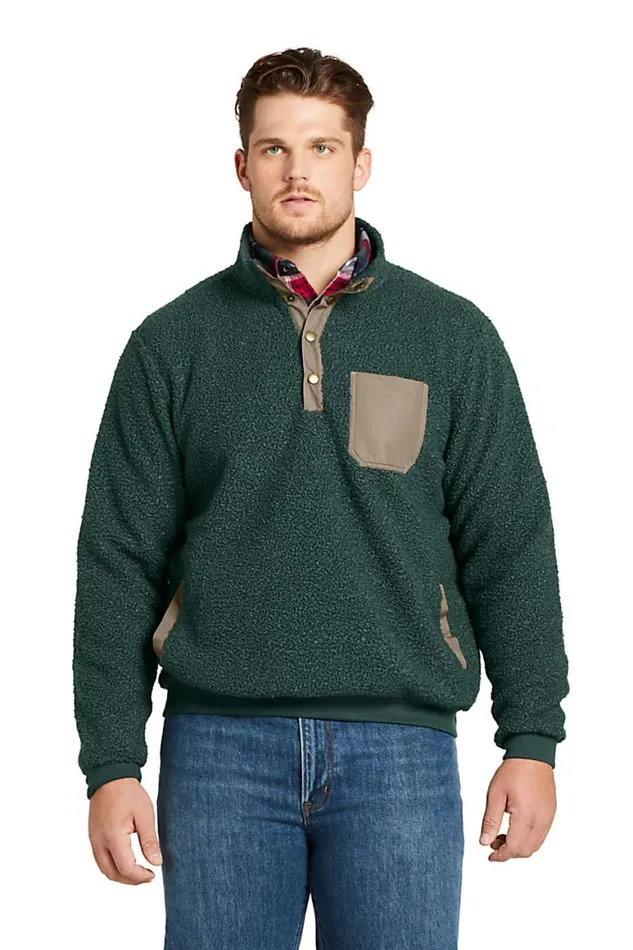 Lands039 End Fleece Men Big And Tall Boucle Fleece Pullover Radiant Navy