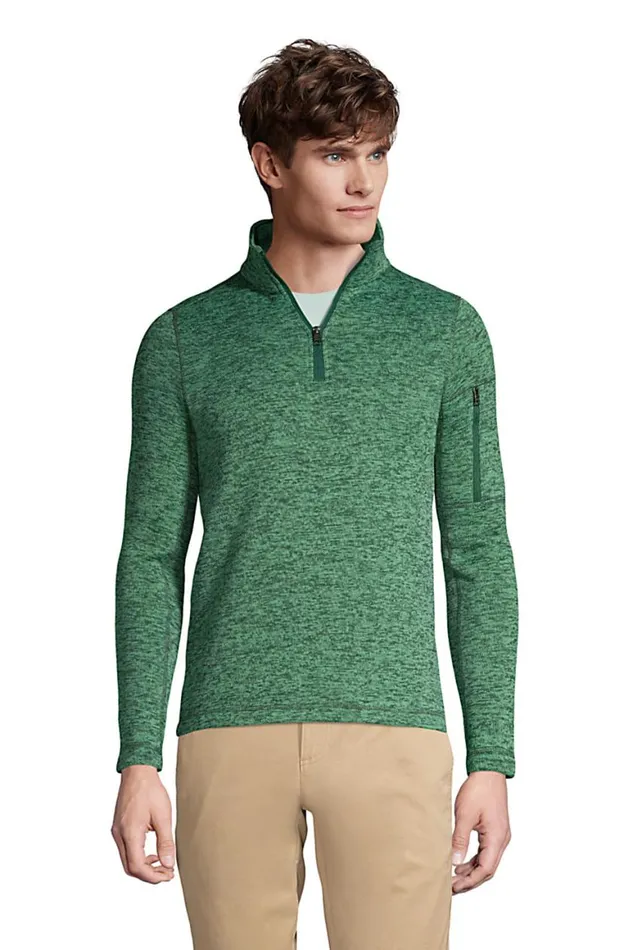 Lands039 End Fleece Men Sweater Fleece Quarter Zip Deep Woodland Green Heather Lands039 End Fleece Men Sweater Fleece Quarter Zip Deep Woodland Green Heather
