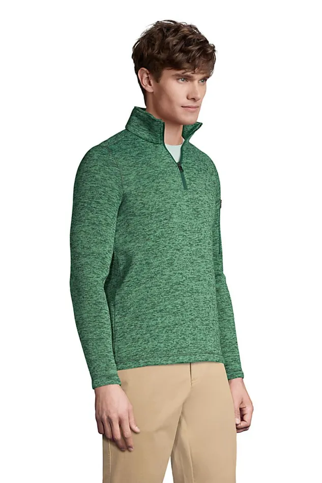 Lands039 End Fleece Men Sweater Fleece Quarter Zip Deep Woodland Green Heather Lands039 End Fleece Men Sweater Fleece Quarter Zip Deep Woodland Green Heather