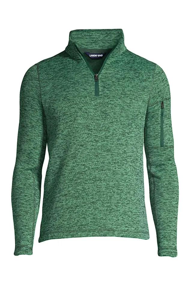 Lands039 End Fleece Men Sweater Fleece Quarter Zip Deep Woodland Green Heather Lands039 End Fleece Men Sweater Fleece Quarter Zip Deep Woodland Green Heather