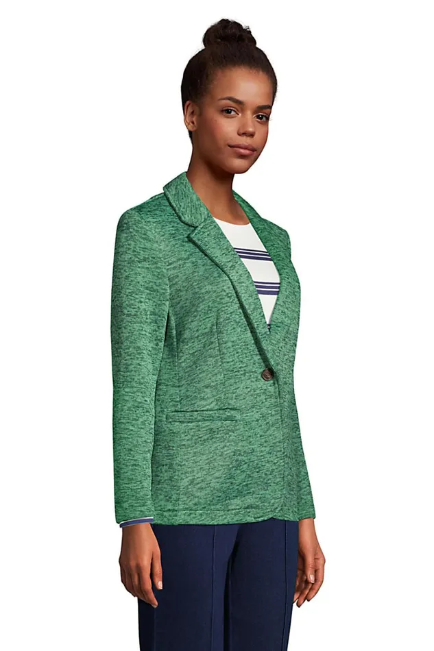 Lands039 End Fleece Women Sweater Fleece Blazer Deep Woodland Green Heather Lands039 End Fleece Women Sweater Fleece Blazer Deep Woodland Green Heather