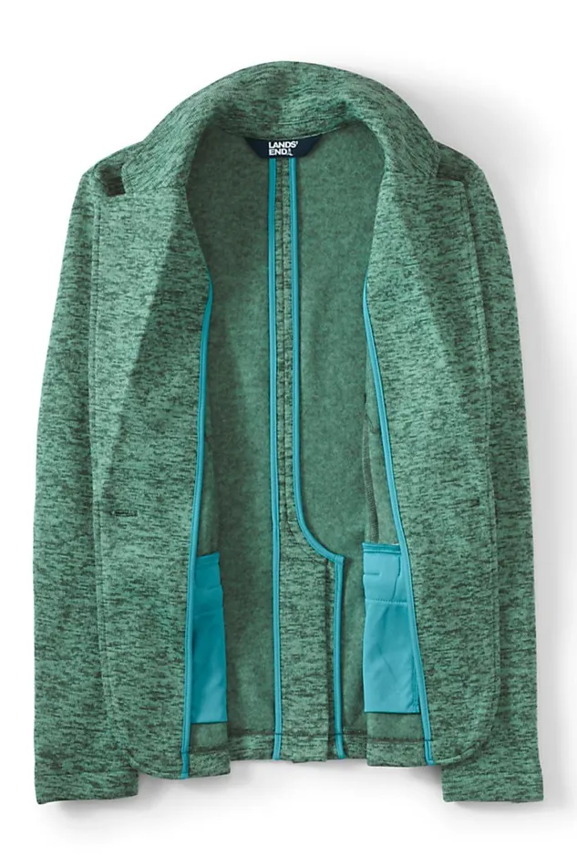 Lands039 End Fleece Women Sweater Fleece Blazer Deep Woodland Green Heather Lands039 End Fleece Women Sweater Fleece Blazer Deep Woodland Green Heather