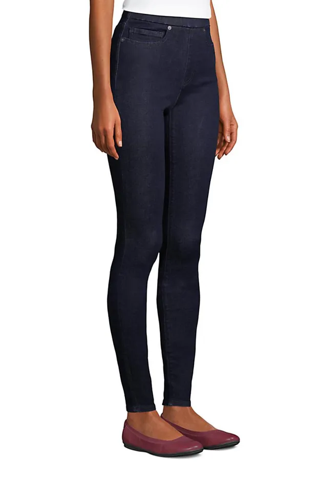 Lands039 End Jeans Women Denim High Rise Brushed Back Elastic Waist Pull On Jeans Blue Deepest Indigo Lands039 End Jeans Women Denim High Rise Brushed Back Elastic Waist Pull On Jeans Blue Deepest Indigo