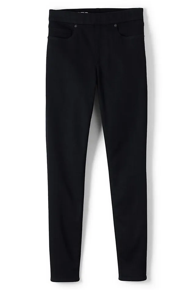 Lands039 End Jeans Women Elastic Waist Pull On Skinny Legging Twill Jeans 8211 Black
