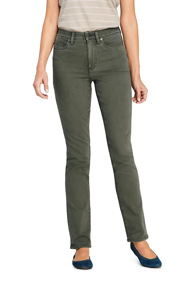 Lands039 End Jeans Women High Rise Compression Straight Leg Colorful Jeans Dark Olive Green Lands039 End Jeans Women High Rise Compression Straight Leg Colorful Jeans Dark Olive Green