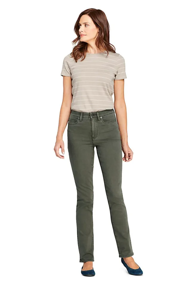 Lands039 End Jeans Women High Rise Compression Straight Leg Colorful Jeans Dark Olive Green Lands039 End Jeans Women High Rise Compression Straight Leg Colorful Jeans Dark Olive Green