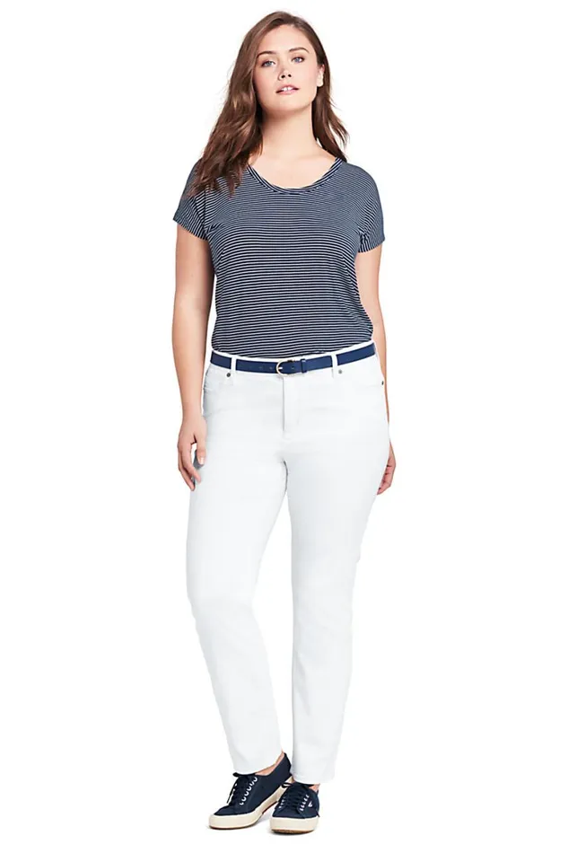Lands039 End Jeans Women Plus Size Nottoolow Rise Stain Repellent Slim Leg Jeans White Lands039 End Jeans Women Plus Size Nottoolow Rise Stain Repellent Slim Leg Jeans White