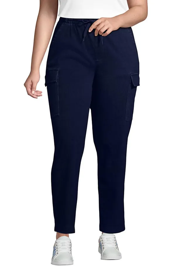 Lands039 End Jeans Women Plus Size Sport Knit Denim High Rise Cargo Ankle Pants Dark Indigo Lands039 End Jeans Women Plus Size Sport Knit Denim High Rise Cargo Ankle Pants Dark Indigo