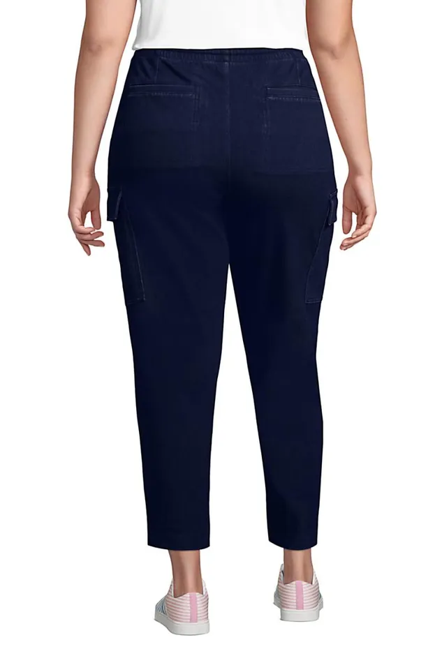 Lands039 End Jeans Women Plus Size Sport Knit Denim High Rise Cargo Ankle Pants Dark Indigo Lands039 End Jeans Women Plus Size Sport Knit Denim High Rise Cargo Ankle Pants Dark Indigo