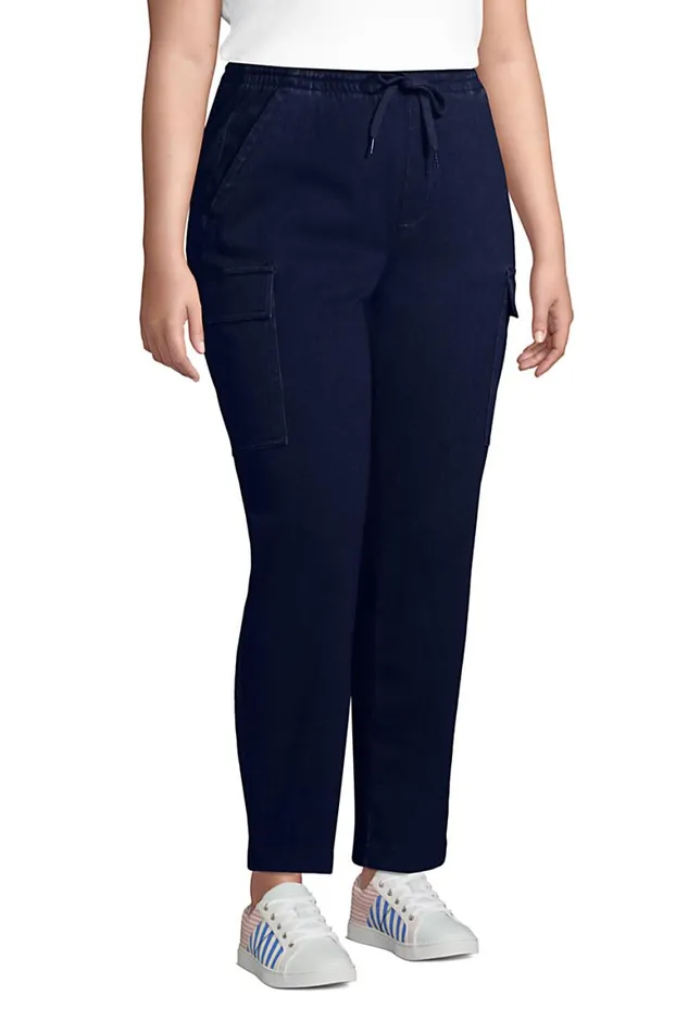 Lands039 End Jeans Women Plus Size Sport Knit Denim High Rise Cargo Ankle Pants Dark Indigo Lands039 End Jeans Women Plus Size Sport Knit Denim High Rise Cargo Ankle Pants Dark Indigo