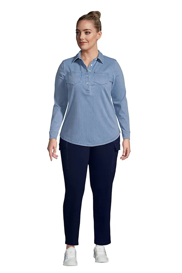 Lands039 End Jeans Women Plus Size Sport Knit Denim High Rise Cargo Ankle Pants Dark Indigo Lands039 End Jeans Women Plus Size Sport Knit Denim High Rise Cargo Ankle Pants Dark Indigo