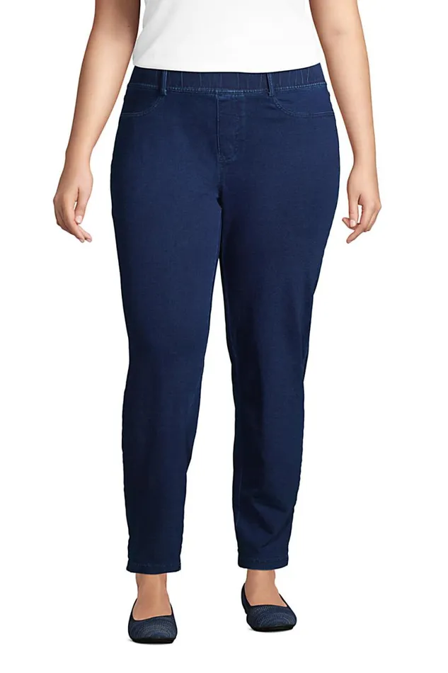 Lands039 End Jeans Women Plus Size Starfish Elastic Waist Knit Jeans Straight Leg Mid Rise Indigo Lands039 End Jeans Women Plus Size Starfish Elastic Waist Knit Jeans Straight Leg Mid Rise Indigo