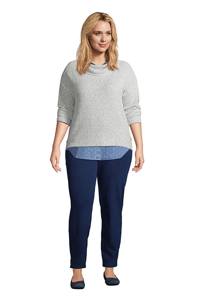Lands039 End Jeans Women Plus Size Starfish Elastic Waist Knit Jeans Straight Leg Mid Rise Indigo Lands039 End Jeans Women Plus Size Starfish Elastic Waist Knit Jeans Straight Leg Mid Rise Indigo
