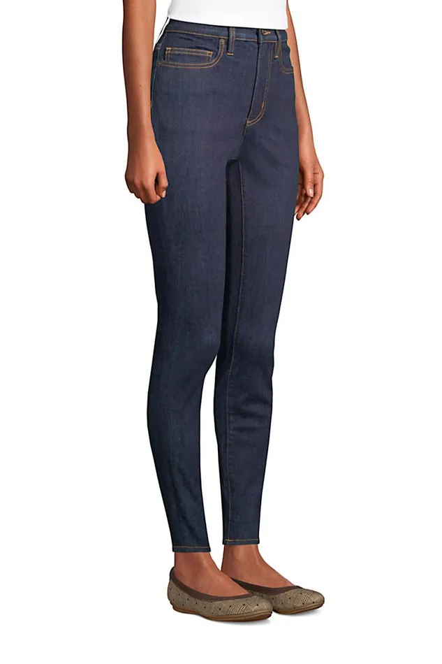 Lands039 End Jeans Women Slimming Compression High Rise Skinny Blue Jeans Deepest Indigo