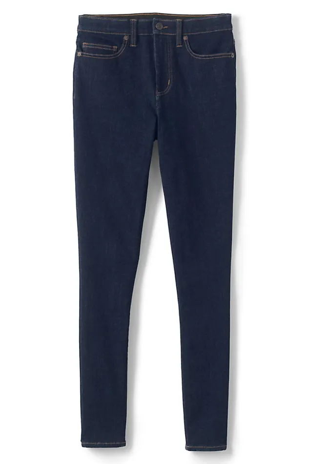 Lands039 End Jeans Women Slimming Compression High Rise Skinny Blue Jeans Deepest Indigo