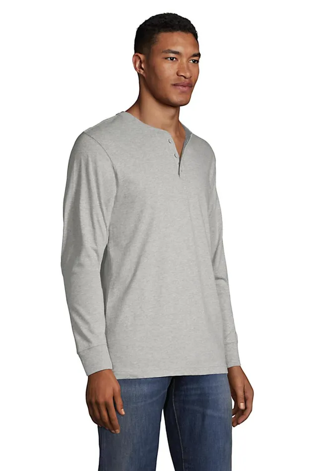 Lands039 End Knit Tops and Tees Men Supert Long Sleeve Henley Shirt Radiant Navy