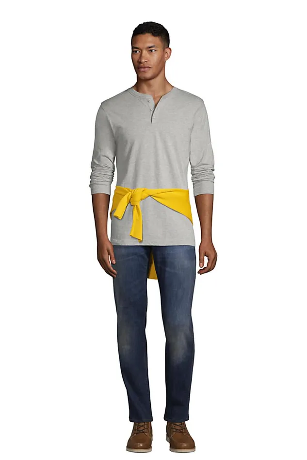 Lands039 End Knit Tops and Tees Men Supert Long Sleeve Henley Shirt Radiant Navy