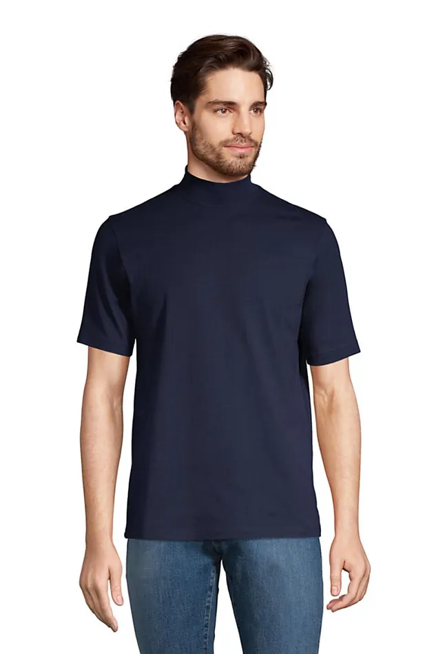 Lands039 End Knit Tops and Tees Men Supert Short Sleeve Mock Turtleneck Radiant Navy Lands039 End Knit Tops and Tees Men Supert Short Sleeve Mock Turtleneck Radiant Navy