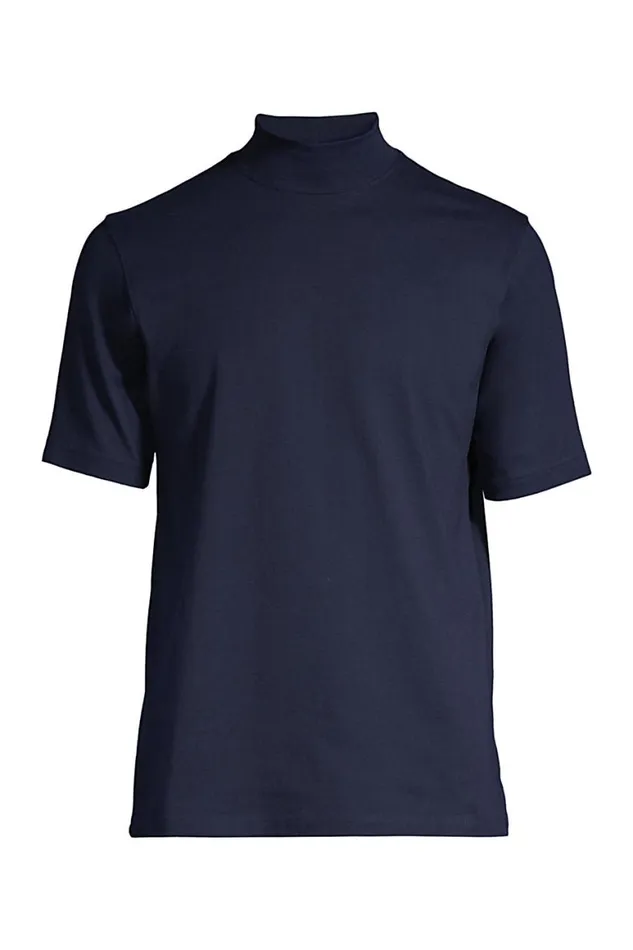 Lands039 End Knit Tops and Tees Men Supert Short Sleeve Mock Turtleneck Radiant Navy Lands039 End Knit Tops and Tees Men Supert Short Sleeve Mock Turtleneck Radiant Navy