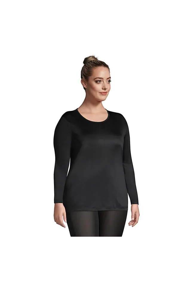 Lands039 End Long Underwear Women Plus Size Silk Interlock Thermal Long Underwear Base Layer Crewneck Shirt Black Lands039 End Long Underwear Women Plus Size Silk Interlock Thermal Long Underwear Base Layer Crewneck Shirt Black