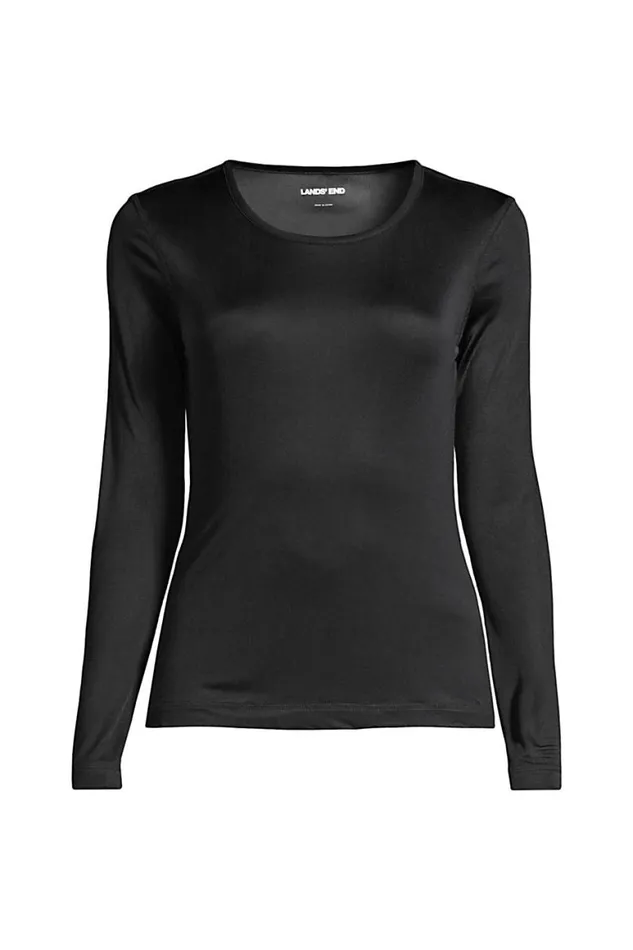 Lands039 End Long Underwear Women Plus Size Silk Interlock Thermal Long Underwear Base Layer Crewneck Shirt Black Lands039 End Long Underwear Women Plus Size Silk Interlock Thermal Long Underwear Base Layer Crewneck Shirt Black