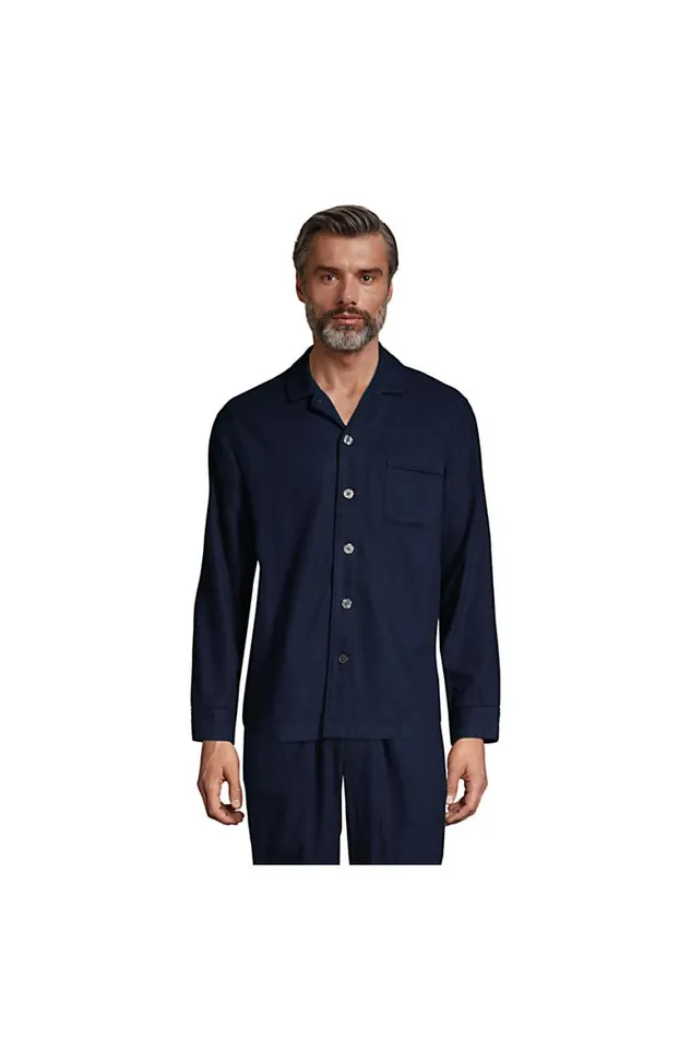 Lands039 End Pajamas and Robes Men Flannel Pajama Shirt Radiant Navy