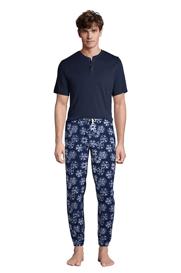 Lands039 End Pajamas and Robes Men Fleece Lounge Jogger Deep Sea Navy Snowflake Lands039 End Pajamas and Robes Men Fleece Lounge Jogger Deep Sea Navy Snowflake