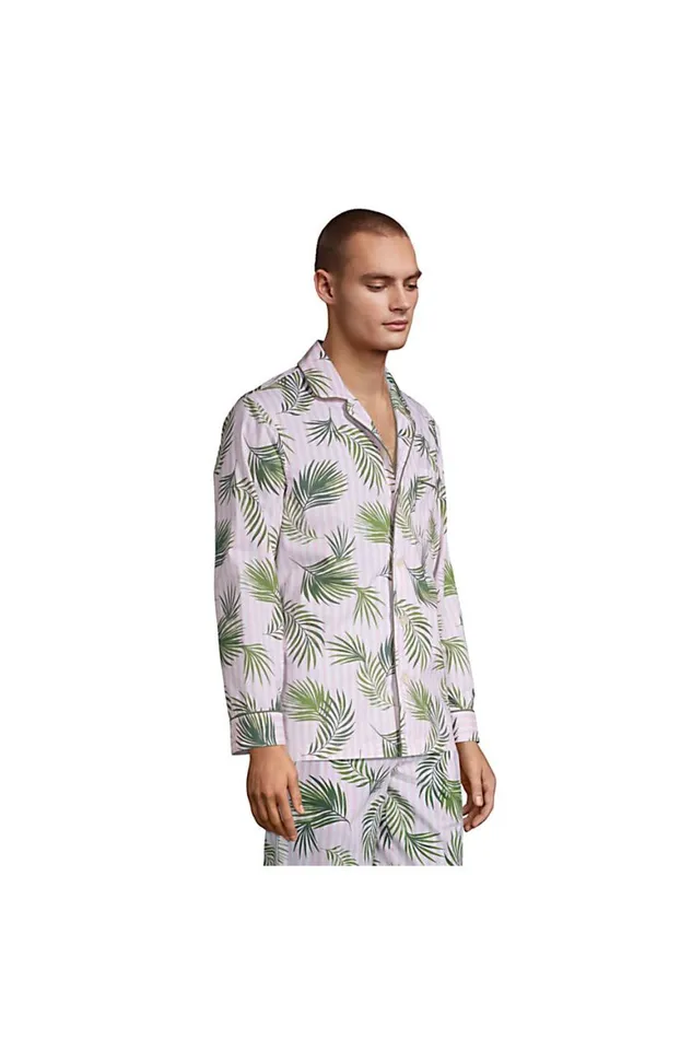 Lands039 End Pajamas and Robes Men Poplin Pajama Shirt White