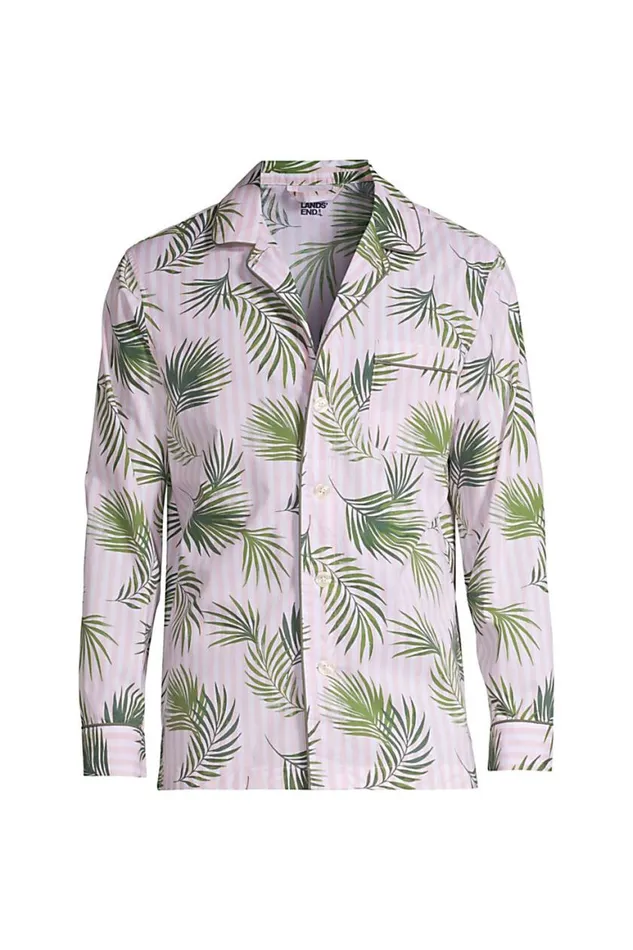 Lands039 End Pajamas and Robes Men Poplin Pajama Shirt White