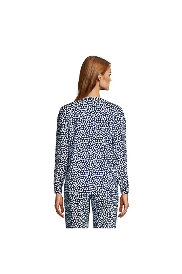 Lands039 End Pajamas and Robes Women Lounge Long Sleeve Pajama Sweatshirt Navy