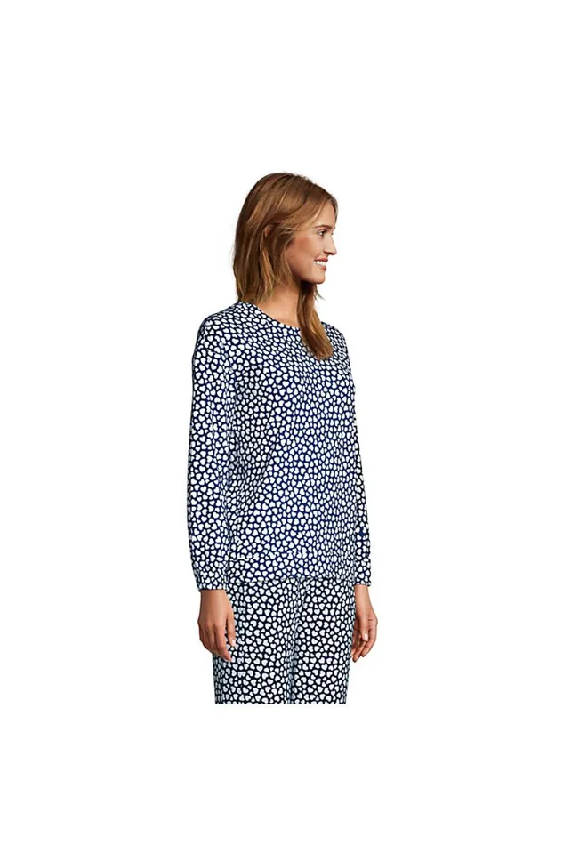 Lands039 End Pajamas and Robes Women Lounge Long Sleeve Pajama Sweatshirt Navy