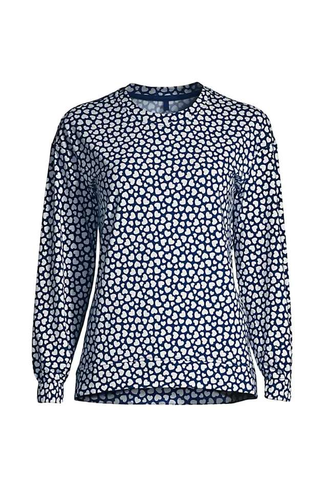 Lands039 End Pajamas and Robes Women Lounge Long Sleeve Pajama Sweatshirt Navy
