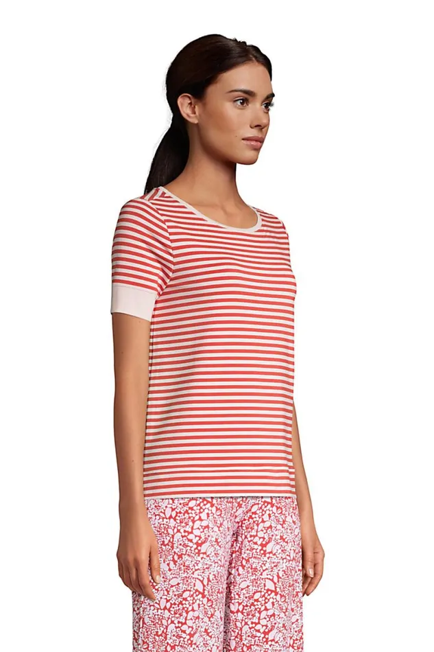 Lands039 End Pajamas and Robes Women Lounge Short Sleeve Crewneck Pajama Tshirt Vibrant Magenta Beach Umbrella