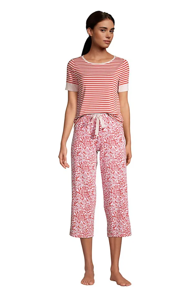 Lands039 End Pajamas and Robes Women Lounge Short Sleeve Crewneck Pajama Tshirt Vibrant Magenta Beach Umbrella