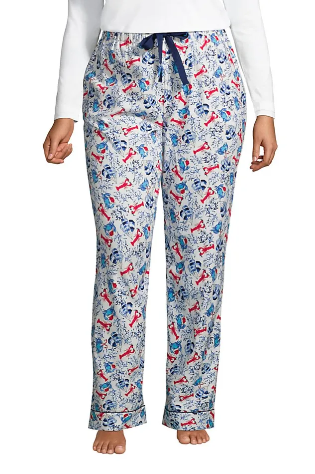 Lands039 End Pajamas and Robes Women Plus Size Print Flannel Pajama Pants Ivory Coastal Holiday Lands039 End Pajamas and Robes Women Plus Size Print Flannel Pajama Pants Ivory Coastal Holiday