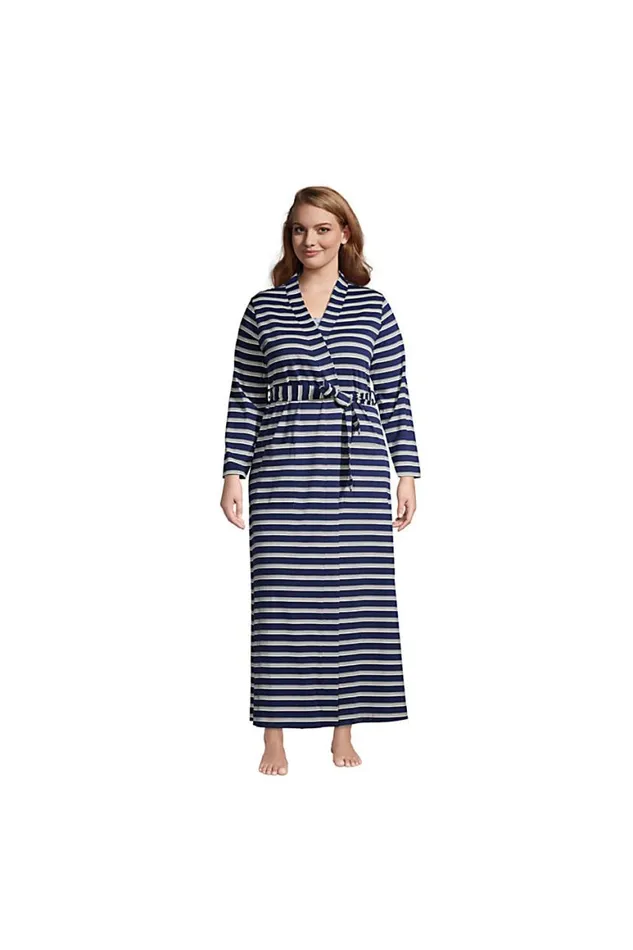 Lands039 End Pajamas and Robes Women Plus Size Supima Cotton Long Robe Deep Sea Navy Founders Stripe Lands039 End Pajamas and Robes Women Plus Size Supima Cotton Long Robe Deep Sea Navy Founders Stripe