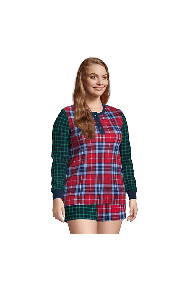 Lands039 End Pajamas and Robes Women Plus Size Waffle Henley Sleep Shirt Holiday Print Mix Lands039 End Pajamas and Robes Women Plus Size Waffle Henley Sleep Shirt Holiday Print Mix