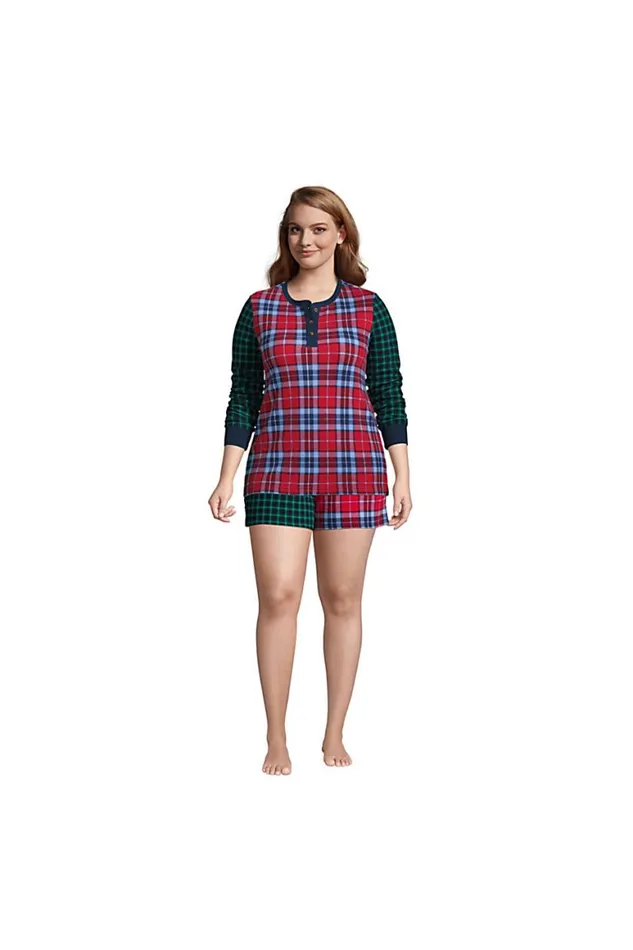 Lands039 End Pajamas and Robes Women Plus Size Waffle Henley Sleep Shirt Holiday Print Mix Lands039 End Pajamas and Robes Women Plus Size Waffle Henley Sleep Shirt Holiday Print Mix