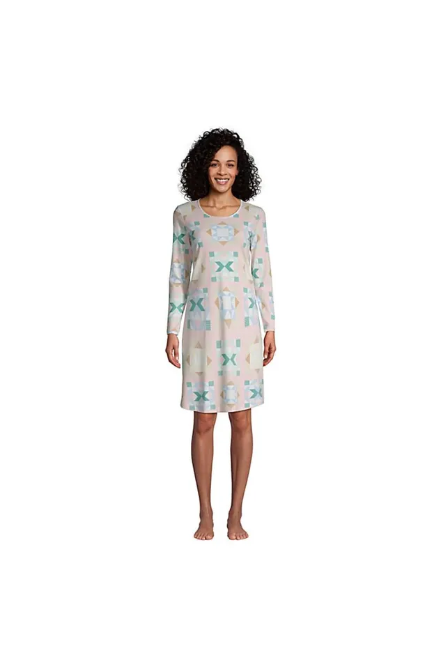 Lands039 End Pajamas and Robes Women Supima Cotton Long Sleeve Knee Length Nightgown Rose Circle Of Friends Quilt Lands039 End Pajamas and Robes Women Supima Cotton Long Sleeve Knee Length Nightgown Rose Circle Of Friends Quilt