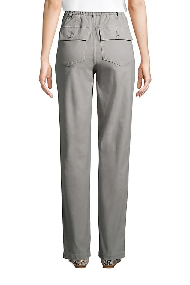 Lands039 End Pants Women High Rise Cotton Canvas Straight Leg Elastic Waist Pull On Utility Pants Dark Cameo Gray Lands039 End Pants Women High Rise Cotton Canvas Straight Leg Elastic Waist Pull On Utility Pants Dark Cameo Gray