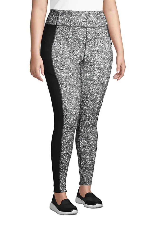 Lands039 End Pants Women Plus Size Active High Rise Compression Slimming Pocket Leggings Black Floral Lands039 End Pants Women Plus Size Active High Rise Compression Slimming Pocket Leggings Black Floral