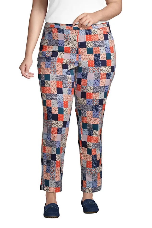Lands039 End Pants Women Plus Size Mid Rise Pull On Chino Ankle Pants Multi Patchwork Floral Lands039 End Pants Women Plus Size Mid Rise Pull On Chino Ankle Pants Multi Patchwork Floral