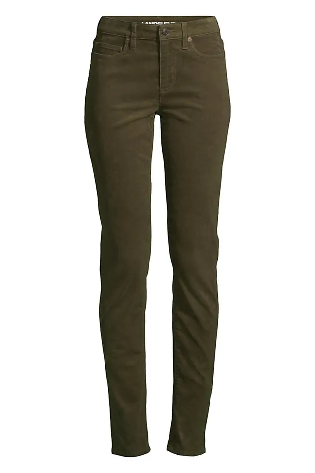 Lands039 End Pants Women Plus Size Mid Rise Straight Leg Corduroy Pants Forest Moss