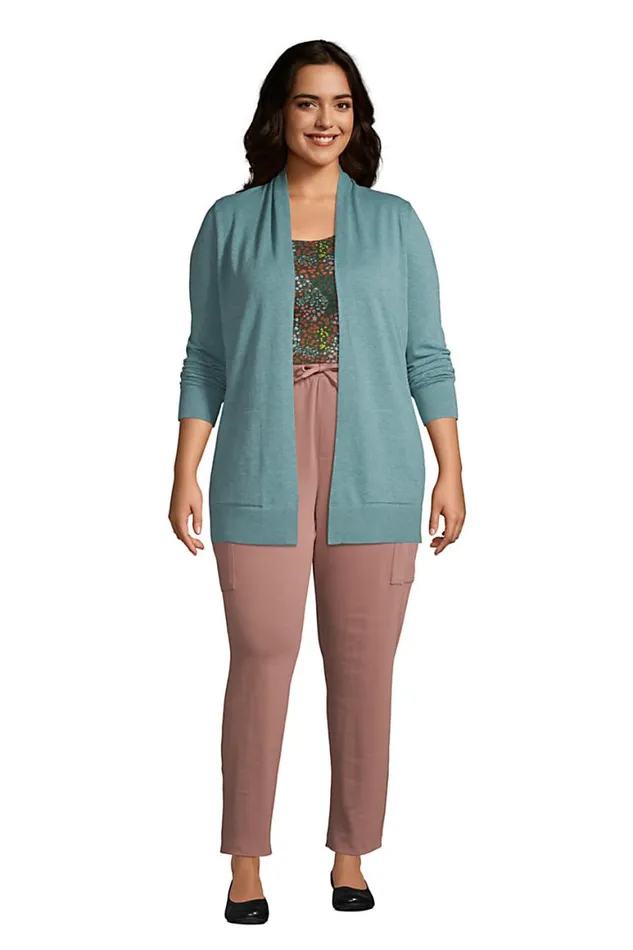Lands039 End Pants Women Plus Size Sport Knit High Rise Cargo Ankle Pants Mauve Quartz