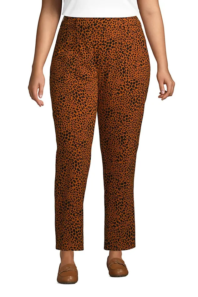 Lands039 End Pants Women Plus Size Starfish Mid Rise Elastic Waist Pull On Utility Ankle Pants Burnt Caramel Leopard Print Lands039 End Pants Women Plus Size Starfish Mid Rise Elastic Waist Pull On Utility Ankle Pants Burnt Caramel Leopard Print