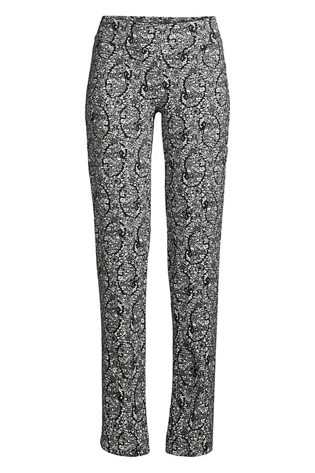 Lands039 End Pants Women Plus Size Starfish Mid Rise Straight Leg Elastic Waist Pull On Pants Black