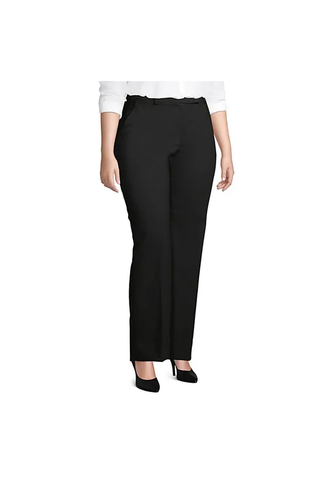 Lands039 End Pants Women Plus Size Washable Wool Straight Modern Pants Black